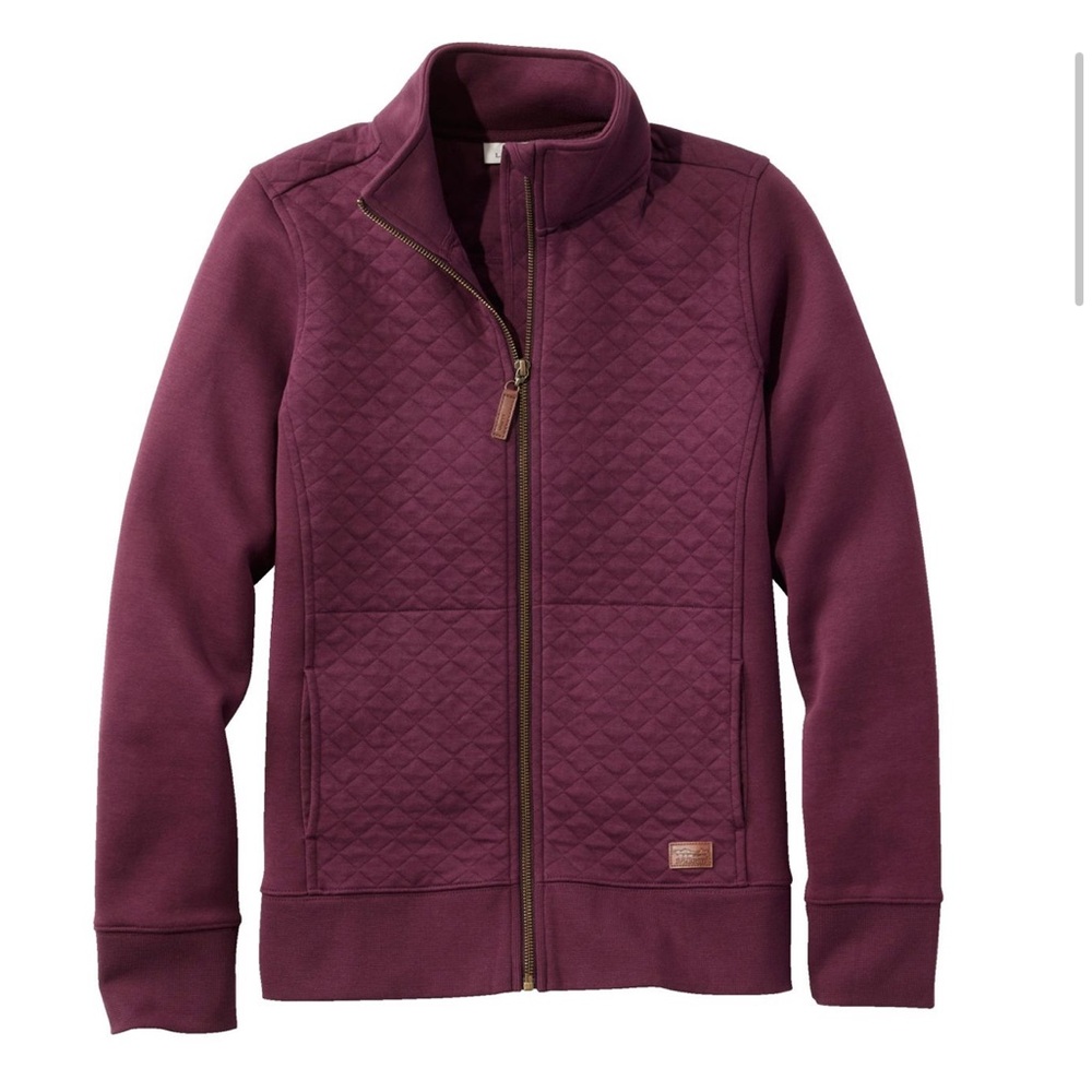 LL Bean Women's Quilted Full-Zip Sweatshirt Jacket
